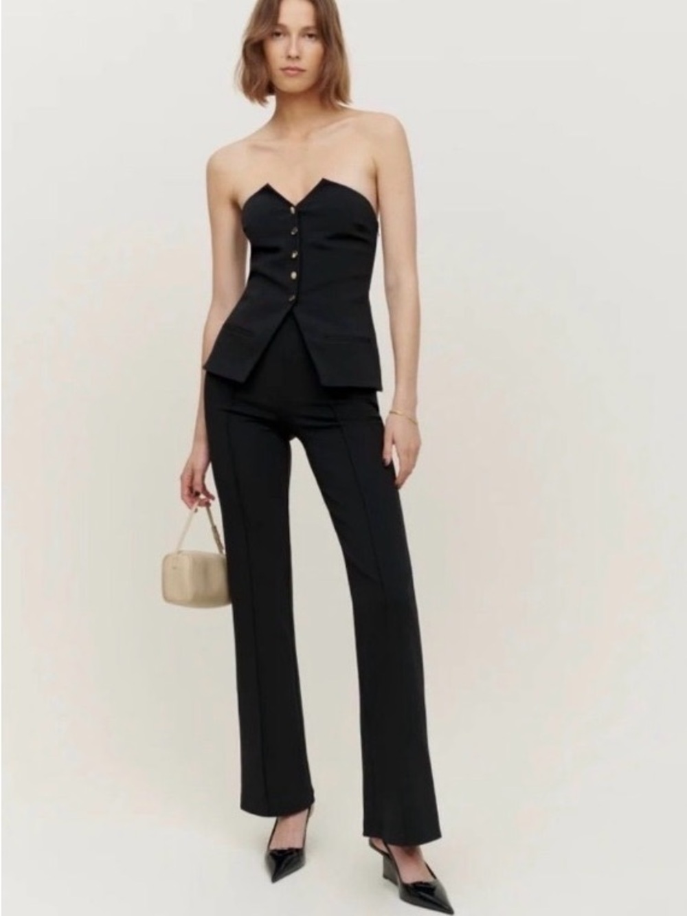 Reformation Colbie MicroModal Stretch Pants Black High Rise Flare M
